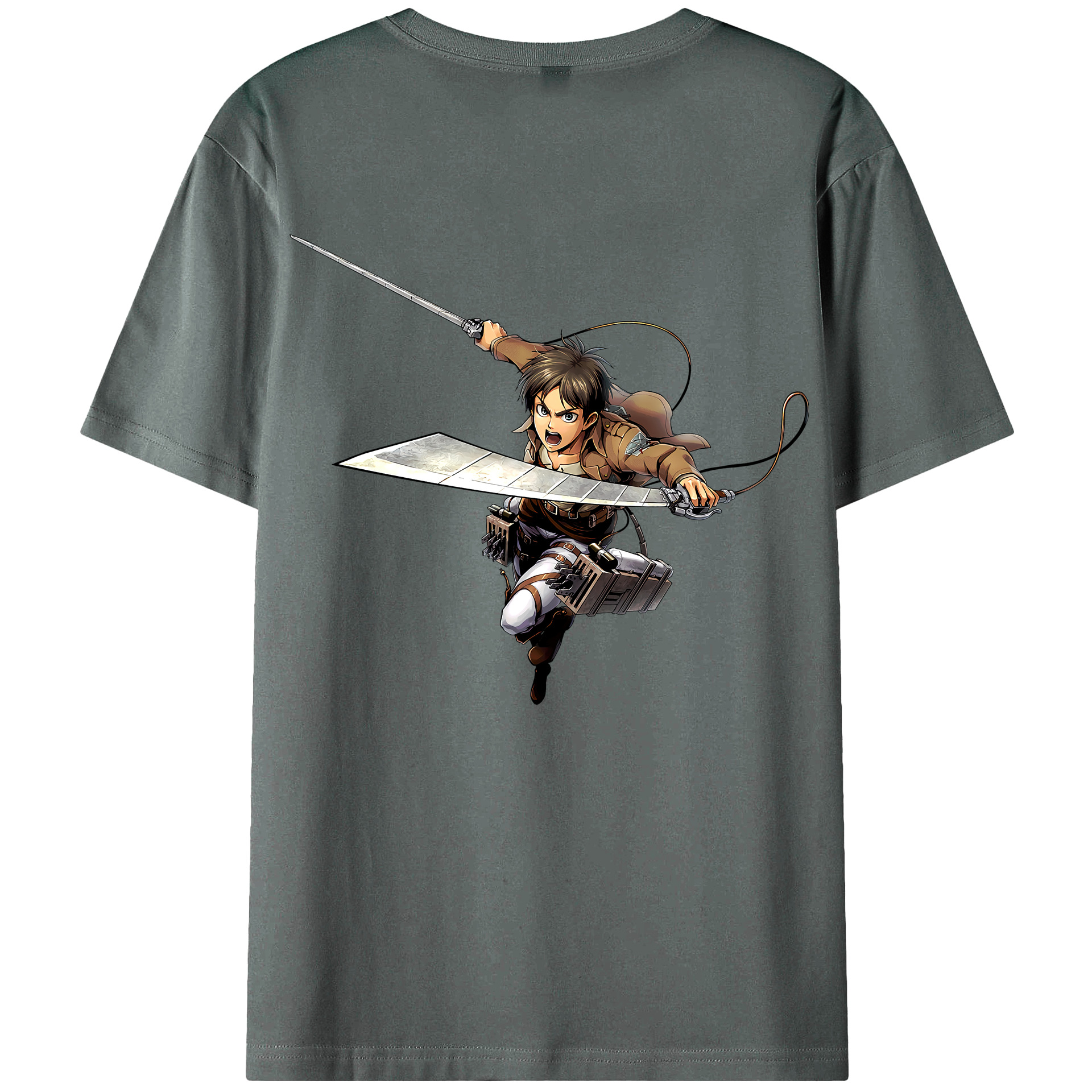 （画像用） 進撃の巨人 エレン･イェーガー Attack on Titan Eren Jäger 綿100％ メンズ半袖Tシャツ（バックプリント） 通気性